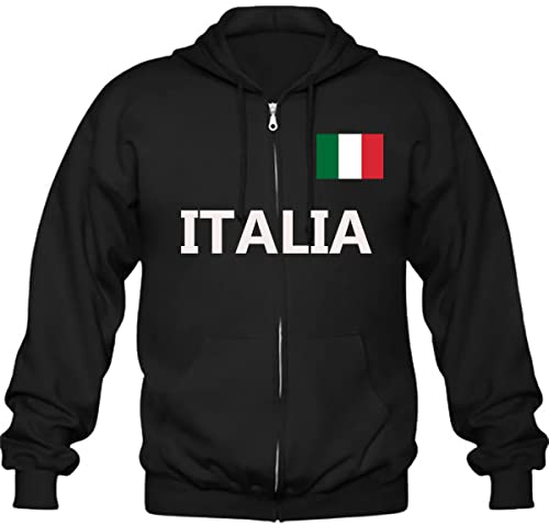 Men & Women Italia Black Fleece Soft Hoodie Zip Up