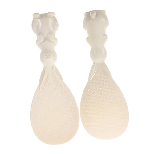 HEMOTON 2pcs Rabbit Rice Scoop Non Stick Plastic Rice Serving Spoons Adorable Bunny Design Household Use Essential Kitchen Tool for Easy Serving