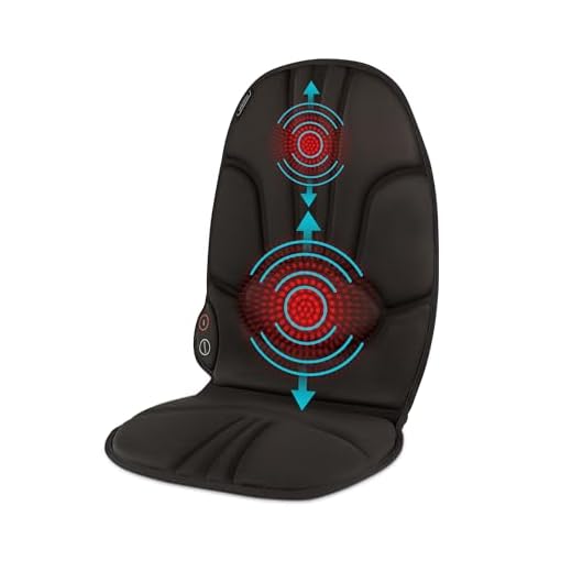 Homedics Portable Heating and Vibrating Back Massage Cushion with Adjustable Intensity and Integrated Straps