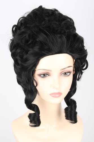 Lucoacos Black 18th Century Colonial Wig for Adult Women Victorian Queen Cosplay Wig