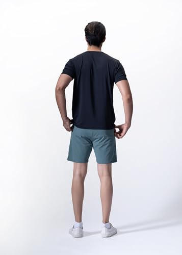 Image of STRCH Men's Activewear T-Shirt | Regular Fit Round Neck Sports T-Shirt | Half Sleeve Gym, Running & Training Tee | UV Protection & Anti-Odour Performance Fabric