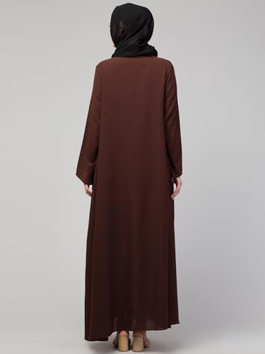 Image of Mallika Women Modest Wear Nida Matt Front Open Zipper Abaya Burkha for Everyday use