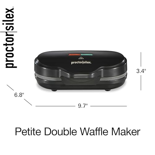 Proctor Silex Double Mini Waffle Maker Machine with 4” Round Non-stick Grids, 2 Individual Breakfast Keto Chaffles and Hashbrowns, Compact, 700 watts ,Black (26102MN) by Proctor Silex - Image 8