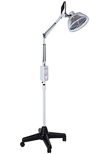 DYHQQ Lampe de Chaleur Infrarouge lointaine TDP, Traitement minéral, soulagement de la Douleur pour Le Cou, Le Dos, Les épaules, Le Genou, avec tête Amovible, Hauteur réglable, TDP-166F