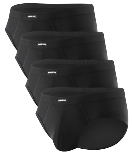 BAMBOO COOL Men's Tagless Briefs Coverd Waistband Comfort Soft Underwear with Contour Pouch Breathable Underpants, Multipacks