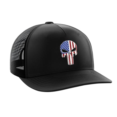 Tactical Pro Supply - Patriotic USA Snapback Hat for Men or Women, Snap Closure Design, Decorated with PVC Embossed Logo - Punisher USA - One Size