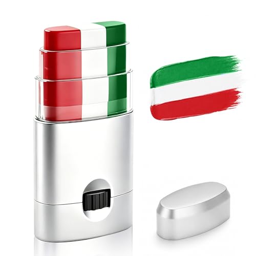 Green White Red Face & Body Paint Stick Sports Eye Black-Style Makeup Stick Soccer Fan Makeup Waterproof Sweatproof Cream Paint for Football Baseball Fan Flag Makeup for Mexico Italy Cinco de Mayo