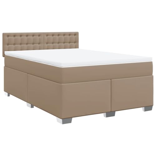 vidaXL Boxspringbett, Polsterbett Bett mit Matratze, Bettgestell mit Kopfteil Lattenrost, Doppelbett für Schlafzimmer, Cappuccino-Braun 160x200cm Kunstleder vidaXL Boxspringbett, Polsterbett Bett mit Matratze, Bettgestell mit Kopfteil Lattenrost, Doppelbett für Schlafzimmer, Cappuccino-Braun 160x200cm Kunstleder