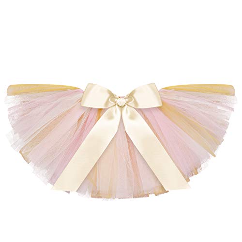 My 1/2 1St Birthday Outfit Baby Girls Shiny Crown Romper + Ruffle Tulle Skirt + Sequins Crown Flower Headband Glitter Party Dress Up 3Pcs Photo Cake Smash Clothes Set Gold 1/2 Birthday 9-12 Months #TOP3