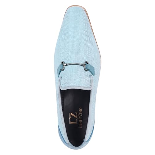 Image of LIBERTYZENO Mens Tuxedo Canvas Textile and Suede Leather Noble Loafers and Slip On Wedding Party Shoes for Easter Gift