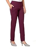 Ruby Women Cotton Lyrcra Blend Copper Collection Straight Pants | Perfect Blend of Style and Comfort | Professional and Casual Wear (L_Dark Purple), Mid Rise