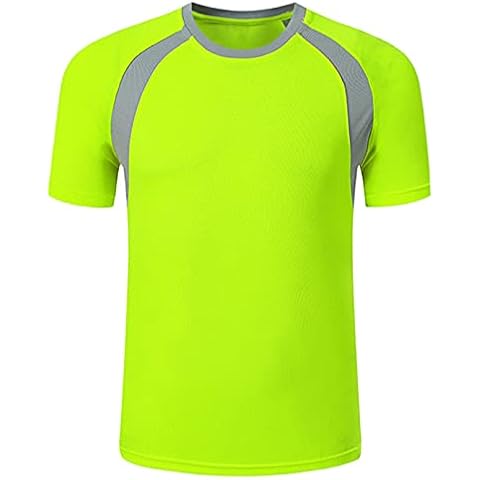 HULIJA Kids Boys Sports Short Sleeves Shirts Workout Athletic T-Shirts Quick Drying Swim Shirts Activewear Fluorescent Green A 13-14 Years Cover