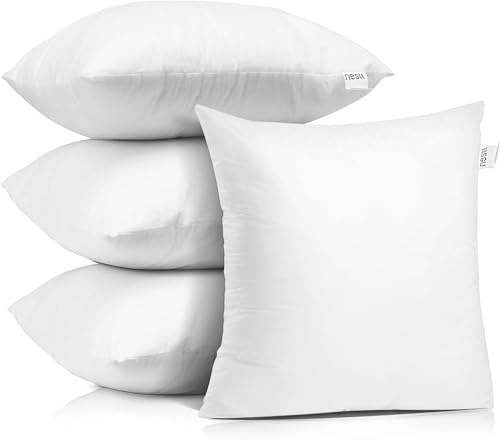 Image of Nestl 26x26 Pillow Inserts - Throw Pillow Insert 26x26, 4 Pack Euro Pillows 26x26, Decorative Euro Pillow Insert 26x26 White, 26 X 26 Pillow Insert, Lumbar Pillow Insert for Bed and Couch