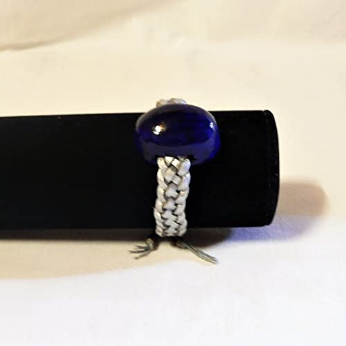Bracelet suédine tressée et céramique émaillée bleue d'exception - 6