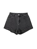 GORGLITTER Girl's Jean Shorts Cute Summer Trendy Fashion Ripped Denim Shorts High Waist Straight Leg Clothes Jorts Black Solid Washed 13 Years