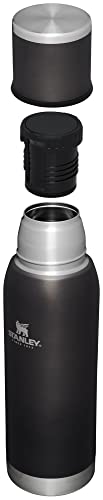 Stanley Adventure-To-Go Vacuum Bottle 25 oz | Wide Mouth with Leakproof Cup Lid | Keep Drinks Hot or Cold | Packable for Travel | Insulated Stainless Steel Thermal Bottle | BPA-Free | Charcoal Glow