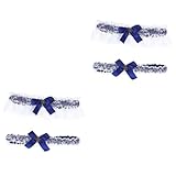 TENDYCOCO 2 Juegos De Adornos Para Piernas De Novia De Tela De Encaje Con Anillo Para Pierna Con Lazo