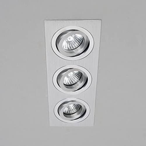 LITECRAFT Evra Recessed Downlight Rectangular Tiltable Spotlight - (3 Light, Silver)