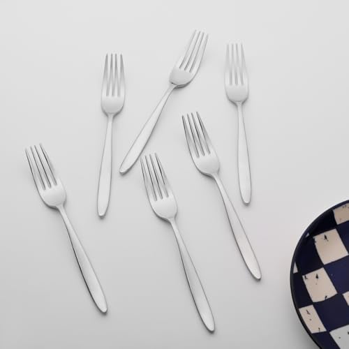 Image of BlackCarrot's 6 Pieces Rose Gold 304 Grade Stainless Steel Table Forks Set for Home & Kitchen, Fruit Fork, Dining Table, Shiny with 4mm Thickness, Silver