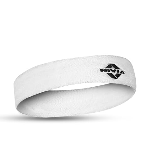 Image of Nivia Headband for Men & Women, Moisture Wicking, for Gym & Fitness, Cotton Headband for Sports - White
