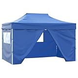 ShGaxin Carpa Plegable Profesional con 4 Paredes, Pergola Jardin Exterior, Cenador, Carpas para Terraza, Carpa Jardin Exterior, Acero Azul 3x4 m