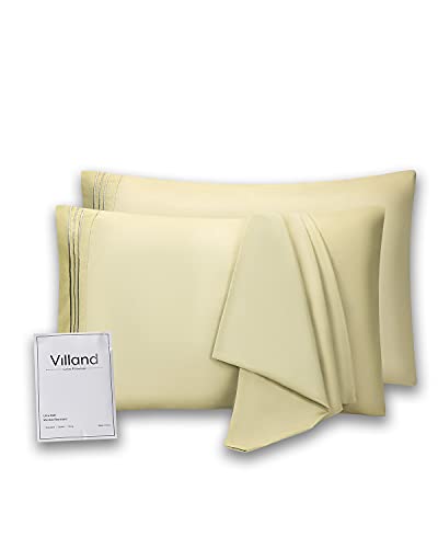 Villand Lot de 2 taies d'oreiller en microfibre brossée 1800 - Ultra douces - Anti-taches - Infroissables - Pour hôtel - Avec fermeture à enveloppe Cover