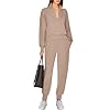 ANRABESS Tracksuit for Women 2 Piece Outfits Sweat Set Half Zip Long Sleeve Cropped Sweatshirt Sweatpants Cozy Sweatsuit Matching Lounge Set Fall Clothes 1310kaqi-S