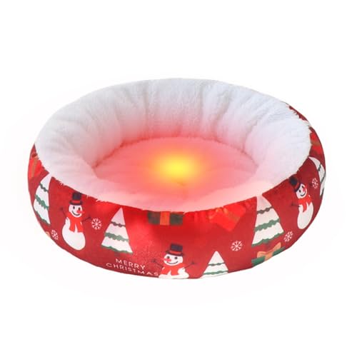 Dmuzsoih Cuccia Per Cani A Tema Natalizio,Cuccia Natalizia Rotonda Rilassante Comoda per Animali,Morbido per Cani Gatti e Cuccioli - per Casa Dormitorio Camera Da Soggiorno Balcone