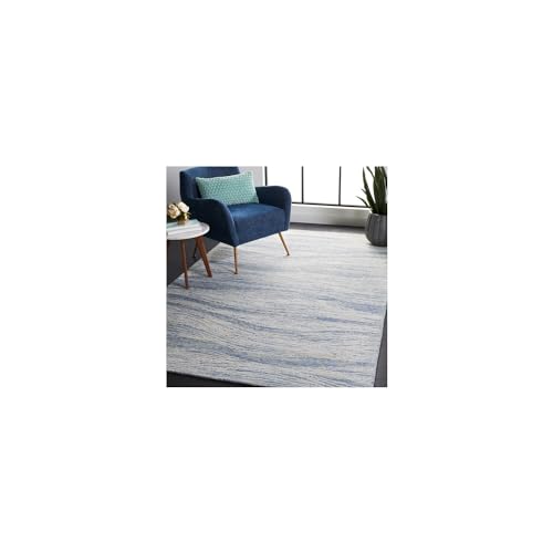 Tapis géométrique pour salon et salle à manger Metro Collection bleu ivoire