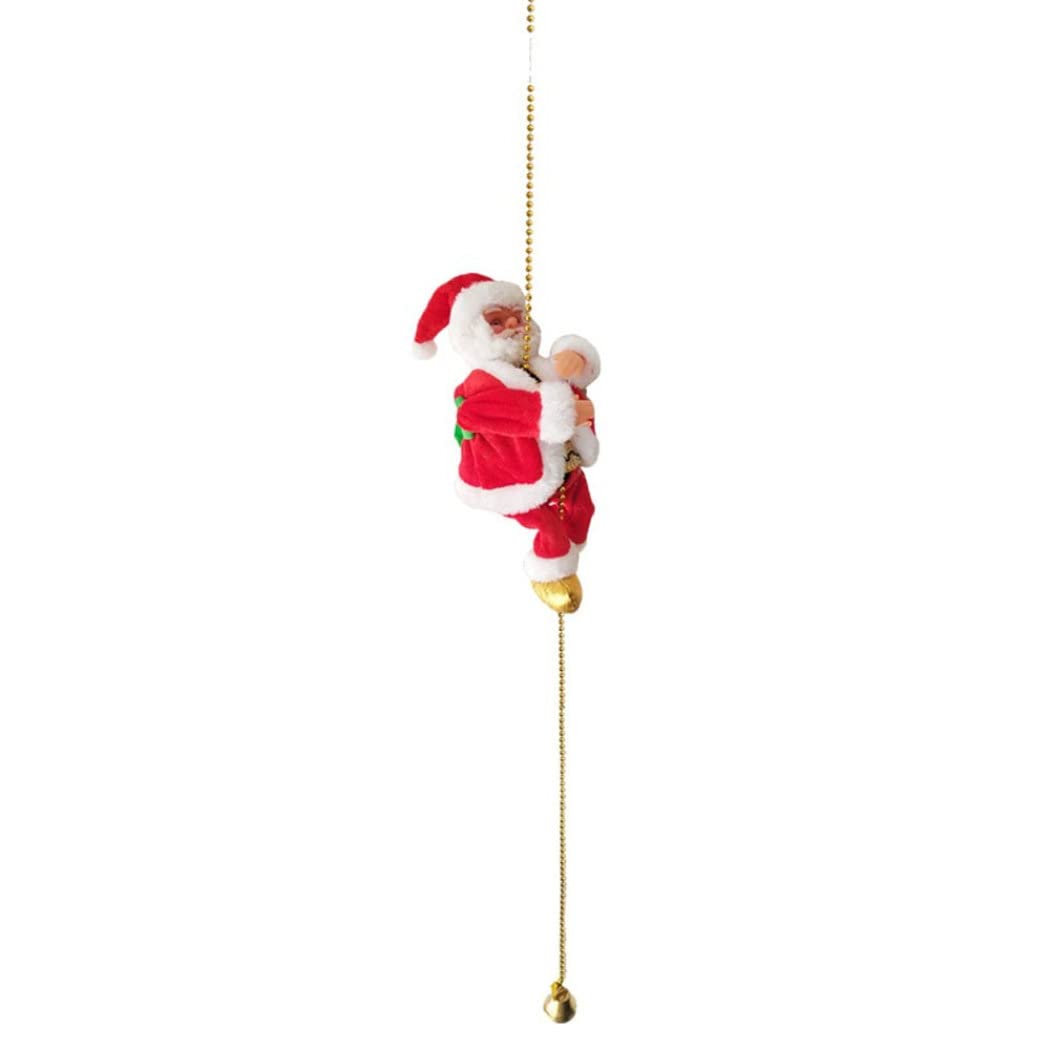 CAKEEYUM Christmas Electric Climbing Santa Xmas Moving Santa Claus On Beads Chain Tree Ornament White Christmas Electric Climbing, Claus Tree Ornament, on Beads Chain, Mov