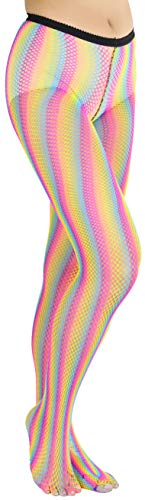 ToBeInStyle Women's Vibrant Rainbow Multicolor Fashion Tights - Fun Novelty Sheer Stockings2