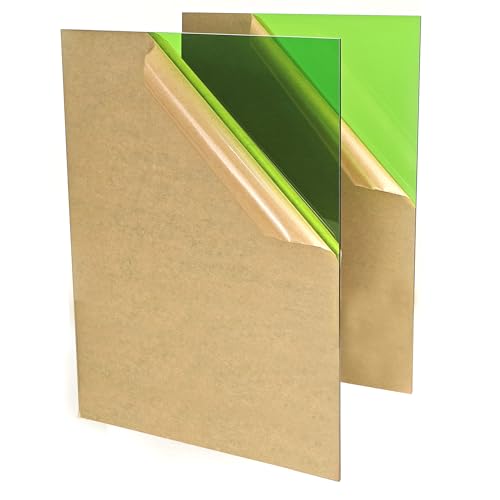 Image of Translucent Green Acrylic Sheets 8*12 inch 1 /8 inch Thick (2.8~3mm) Red Transparent Cast Acrylic Plexiglass Board for Sign, DIY Project, Laser Cutting, Wedding, Craft, Picture Frame, Engraving(2 Pieces)