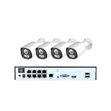 Telecamera di sicurezza, KIT Di Telecamere IP POE Da 6 MP Rilevamento Persona Facciale CCTV Video Sorveglianza Sicurezza(None,6MP 4Cam 8NVR)