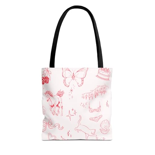 Pink Pony Pattern Tote Bag – Aesthetic Pattern Canvas Tote for Daily Use | Lightweight Bag for Concerts & Glamorous Escapes