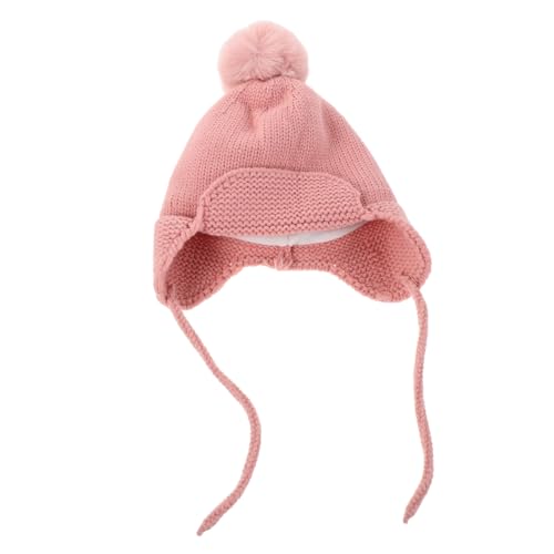 DEARMAMY Gorro de Punto para Niña con Orejeras Cálidas Gorro de Invierno con Pompón para Niñas para Recién Nacidos y Bebés Exteriores