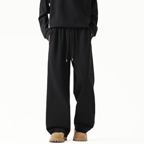 Viatabuna Mens Baggy Sweatpants Wide Leg Drawstring Waist Open Bottom Joggers Loose Lounge Sweat Pants with Pockets3