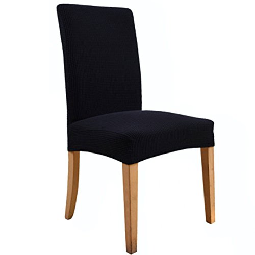 Ruier-hui Fundas para Sillas Pack de 4 Fundas Sillas Comedor Sillas Fundas Elásticas, Bielástico Extraíble Fundas, Fácil de Limpiar, Duradera (Paquete de 4, Negro)