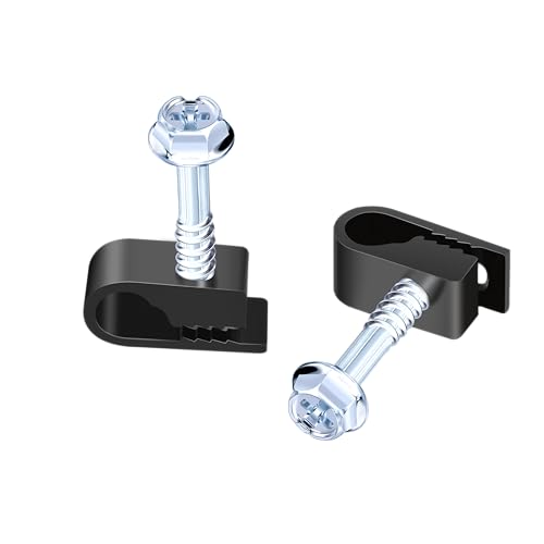 TKCHAX Cable Clips with Screws Fastener 1/4 Inch (6 mm) - All Weather Wire Clips for Coaxial Ethernet Electrical Cables Brick/Stucco Siding Clips UV-Resistant for Outdoor Wall Mount 30 Pack Black