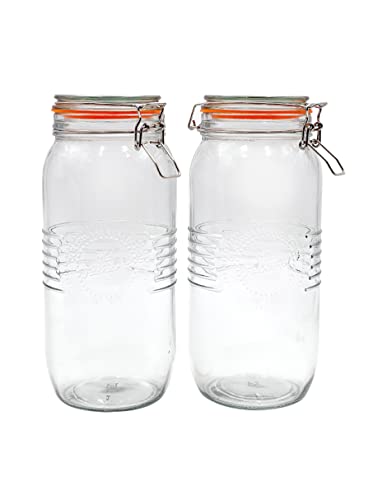 La mejor selección de Frascos Hermeticos de Vidrio los preferidos por los clientes. 45 Set de 2 Frascos de vidrio con tapa hermética de clip, estilo Mason Jar, 2000 ml | NV-1045 - REIMART