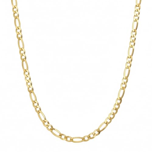 SHOP WGS 10K Solid Yellow Gold Figaro Chain Necklace for