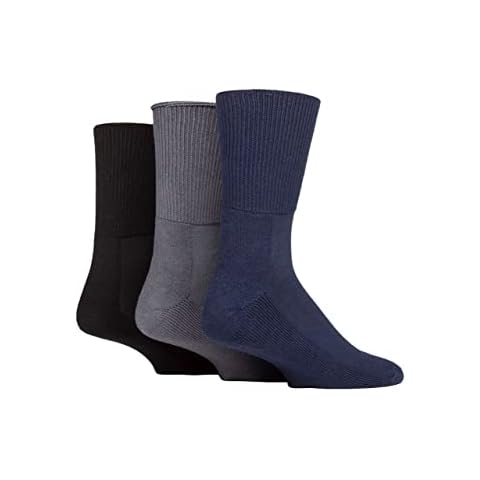 IOMI SOCKSHOP Footnurse Mens and Ladies Bamboo Cushioned Foot Diabetic Socks Pack of 3 Black / Navy / Grey 12-14 Cover