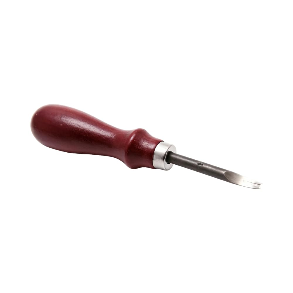 Leather Edge Beveler Tool, Sturdy Carbon Steel DIY Leathercraft Edge Trimming Tool with Red Wooden Handle for Leatherworking DIY Projects