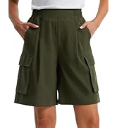 Libin Women's Hiking Shorts Wide Leg Bermuda Cargo Shorts Knee Length Lightweight Quick Dry Water...