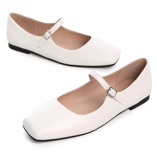 Image of LUXINYU Women's Slip on Flats,Classy Round Toe Solid Classic Mary Jane Ballet Dance Shoes Soft Comfortable PU Flat Shoes