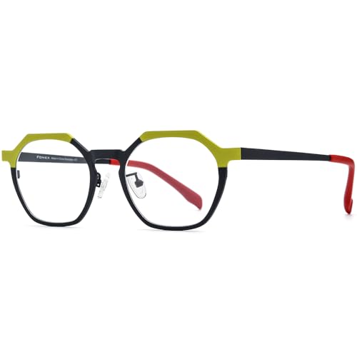 Image of FONEX Colorful Pure Titanium Glasses Frame Women Retro Round Eyeglasses