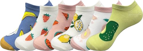 Joylife Fruit Embroidered Ankle Socks Cute Low Cut Socks for Women, Ladies, Girls