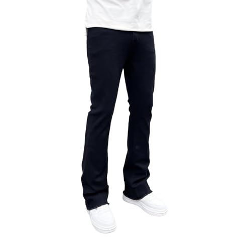 lcyhony Mens Straight Leg Jeans High Waisted Stretchy Skinny Boot Cut Jeans Comfy Casual Frayed Hem Denim Pants iwth Pockets4