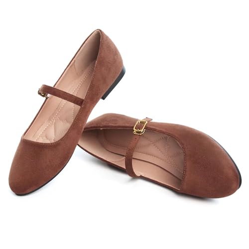 Image of LUXINYU Women's Slip on Flats,Classy Round Toe Solid Classic Mary Jane Ballet Dance Shoes Soft Comfortable PU Flat Shoes