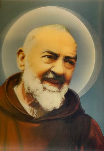 OTHERWISETRIVIAL Image tridimensionnelle de Padre Pio a Couleurs, 35 x 25 cm, fabriquée en Italie