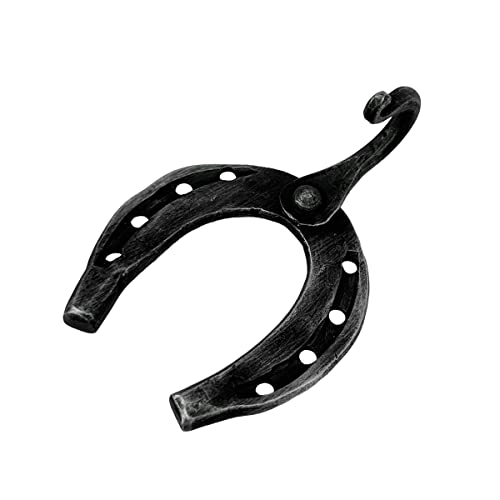 Living Ideas LIAMZ062 Hand Forged Horse Shoe Wall Hooks Wrought Iron Handmade Vintage Coat Hook thumb #3
